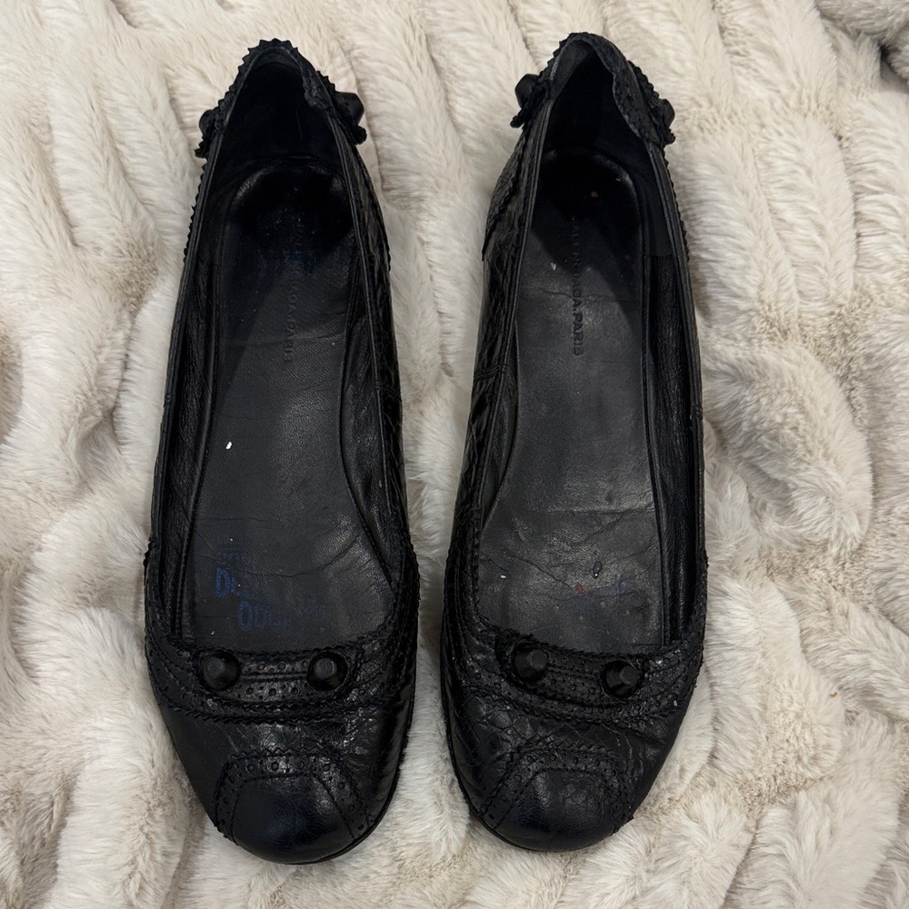 Balenciaga Black Leather Flats